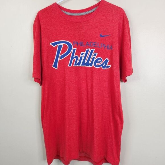 Nike Philadelphia Phillies Short Sleeve Heather Red Crewneck Tee Large - Picture 1 of 5